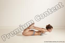 Swimsuit Gymnastic poses Woman White Moving poses Slim long brown Dynamic poses Academic